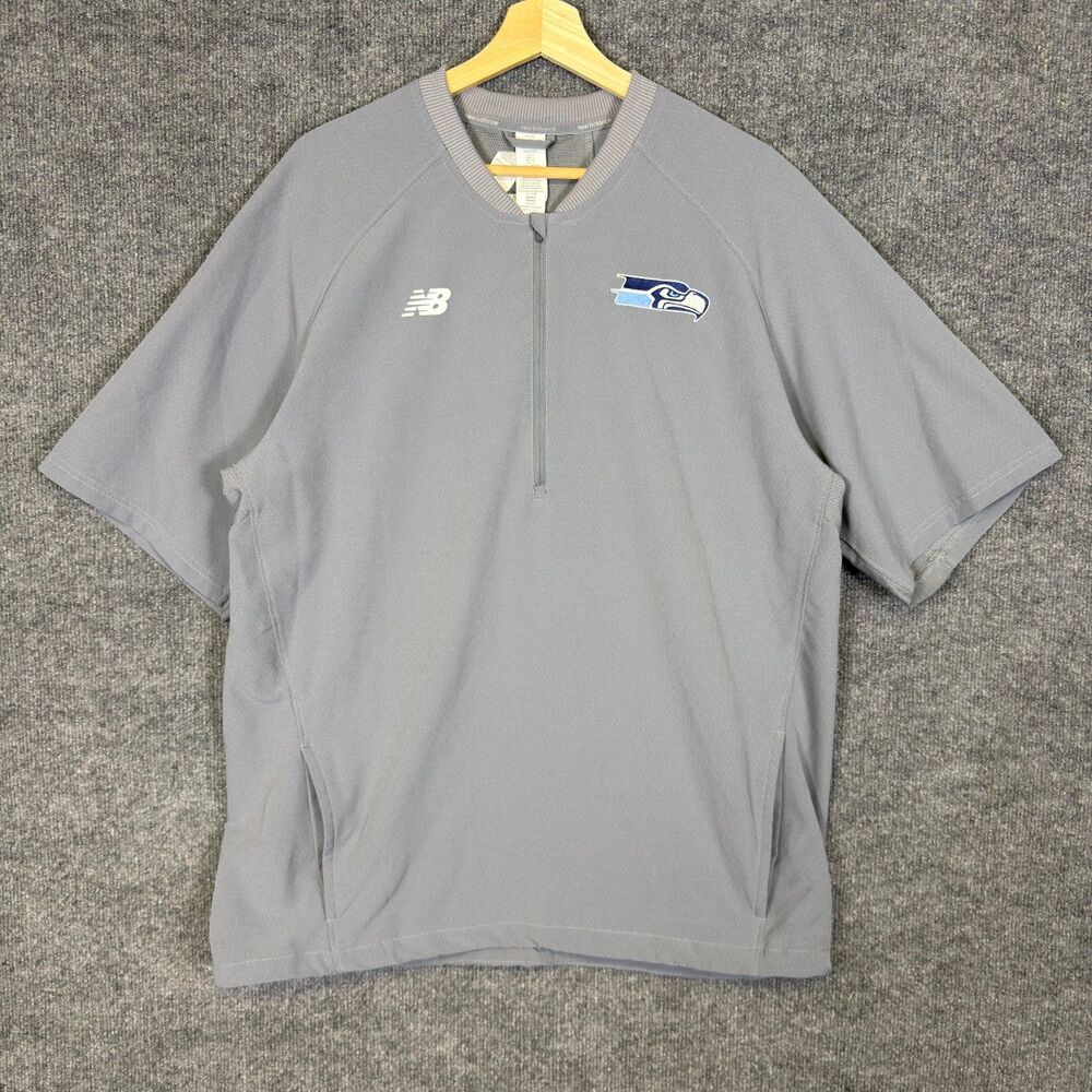 Seattle Seahawks New Balance Men Sideline Jacket L Gray Short Sleeve Quarter Zip